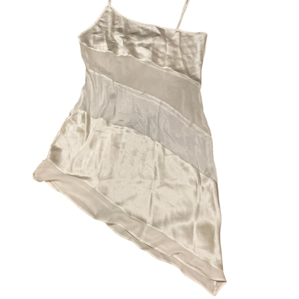 NWT EB Denim Sienna Ivory Asymmetric Upcycled Silk Mini Dress - Sz XL